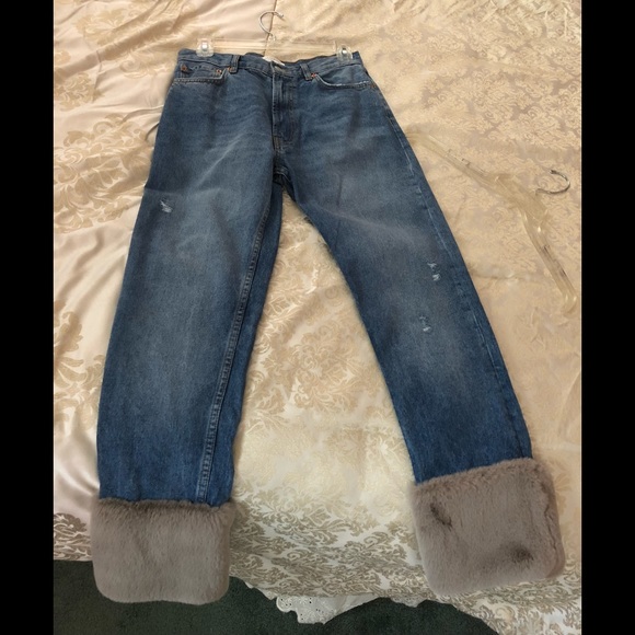 Zara | Jeans | Zara Faux Fur Cuff Jeans 